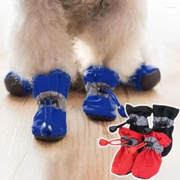 Dog Apparel 4pcs/set Waterproof Pet Shoes Chihuahua Safety Anti-slip Rain Boots Footwear For Small Cats Dogs Puppy Outdoor Booties