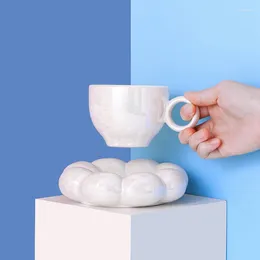 Mugs Nordic Flower Ceramic Coffee Cup Saucer Reusable Creative Home Decorative Breakfast Tea Set