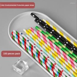 Drinking Straws Bar Accessories Paper Coloured Straw Disposable Environmental Art Drink Decoration Striped Safety