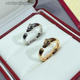 Top Quality 1to1 Original Women Designer Classic and Trendy 18k Rose Gold Plated Leopard Glossy Diamond Inlay Fashionable Men Original Designer Logo Engrave Ring