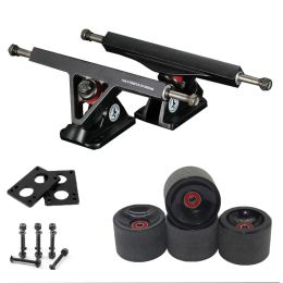 7inch Longboard Trucks 8mm Axle (Set of 2) together with 70*51MM Skateboard Wheels with Riserpad and screws Bearings
