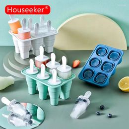 Baking Moulds 6 Cells Ice Lolly Mold Reusable DIY Popsicle Cream Mould Summer Children Complementary Food Maker Accessories Kitchen Tools