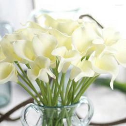 Decorative Flowers 1/10pcs Artificial White Fake Calla Lily Home Decor Wedding Bridal Bouquet Table Flower Vase Arrangement