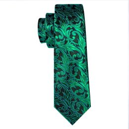 Elegant Green Men Ties High Quality Silk Woven Handkerchief Cufflinks Sets Groom Wedding Party Birthday Barry.Wang Designer 6470
