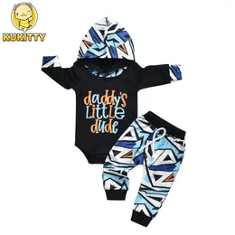Clothing Sets Printed Born Baby Boys 2pcs Clothes Set Thin Cotton Long Sleeve Hooded Romper Bodysuit Top And Pants Fashion Outfit