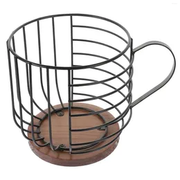 Storage Bottles Iron Coffee Rack Organiser Metal Basket Display Stand Container Accessories Holder Wood Home Accessory