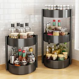 Kitchen Storage 1/3 Layers 360°Rotating Spice Rack Seasoning Organizer Turntable Countertop Container Tray