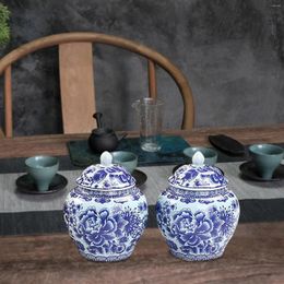 Storage Bottles Ceramic Temple Ginger Jars Tea Canister Indoor Plants Holder Flower Vases
