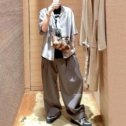 Men's Pants Firmranch Spring Summer Grey Baggy Straight Wide-leg Casual Suit Loose Mopping Length For Men Women Cargo Trousers
