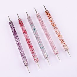 Colourful Crystal Rod nail art point drill pen 5 set full set of double point drill pen embossing point flower pen customization