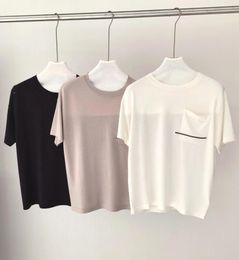 Women's T Shirts 24 Short Sleeve Casual Silk Wool Knit Sweater Round Neck Loose Temperament Top Women