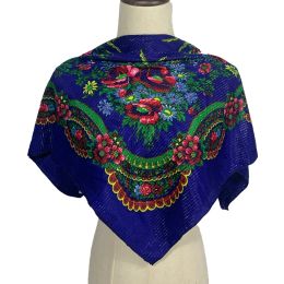 70cm Gold Thread Floral Impresso Sconhamento russo Shawl ucraniano Babushka quadrada Bandana Feminino Capacitando Lenço