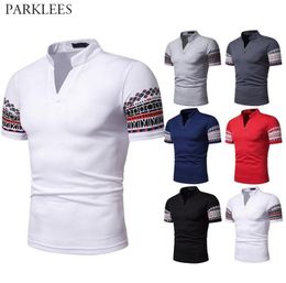 Solid Colour V Neck Men Tshirt Dashiki African Printed Patchwork Mens T Shirts Casual Slim Fit Summer Tops Tee Clothing Men039s 6632797