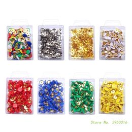 100Pieces Colors Push Pins Metal Pins Decorative Thumbtacks for Wall Maps,Photos,Bulletin Board or Cork Boards