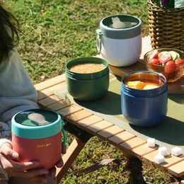 2024 Portable Breakfast Cup With Lid and Spoon Multifunction Oatmeal Cup Cereal Nut Yogurt Mug Snack Cups Small lunch box soup bowl - for -