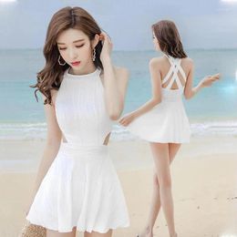 Women's Swimwear Belly-Covering Slim And Sexy One-Piece Korean Plus Size Conservative Backless Spring Bathing Swimsuit