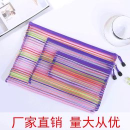 Bags 24pcs New A4 student test paper bag nylon document bag mesh zipper pen bag tencolor Colourful bag