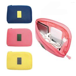 Storage Bags Men Women Makeup Travel USB Data Cable Headset Earphone Organiser Pouch Solid Colour Large Capacity Zipper Cosmetic Bag