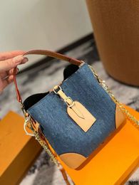Denim Bucket Bag Designer Shoulder Bag Women Tote Handbag Luxury Crossbody Bags Pu Leather Purse Chain Strap Handbag Lady Shopping Bags Fashion Pocket