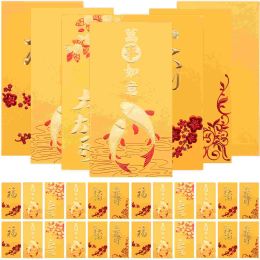 Envelopes 60Pcs Gold Bags Golden Red Envelope New Year Gift Novel Packet Money Bags Pouches Paper Festival Birthday Marry Money Envelopes