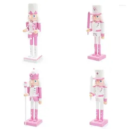 Party Decoration Q6PE 15in Pink Nutcrackers Soldier Figurine Christmas For Holiday Tabletop Puppet Home Farmhouse