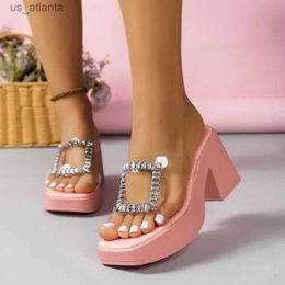 Dress Shoes Women Platform Wedges Ssandals High Heels 2024 New Summer Flip Flops Beach Sandals Femme Designer Crystal Slides H240403