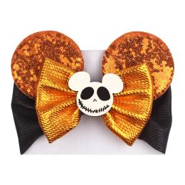 2024 New Glitter Metallic Fabric Mouse Ears Headband Baby Bow Hairband Festival Hair Accessories Halloween Christmas Head Wrap