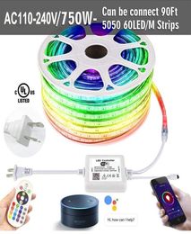 LED Strips Lights Kits WIFI 110V220V RGB 5050 Waterproof LEDs Tape Rope Light for Home Outdoor Works with Music Time APP Contro1937771