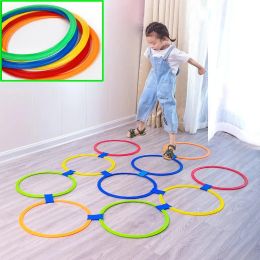 Outdoor Kids Funny Physical Training Sport Toys Lattice Jump Ring Set Game with 10 Hoops 10 Connectors for Park Play Boys Girls