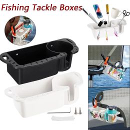 Boxes Boat Can Cup Holder Fishing Storage Boxes Drainage Holes with Screws/DoubleSided Tape/Hex Wrench for B100B300 Yacht Boat Seats