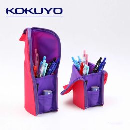 Bags KOKUYO Standing Pencil Case Twoinone Pencil Bag Multifunction Deformation Pencil Pouch Highcapacity Pen Bag School Stationery