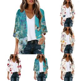 Women's Blouses Extra Long Sweater Womens Floral Print Puff Sleeve Kimono Cardigan Loose Cover Up Cardigans For Women Lightweight