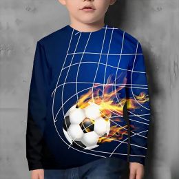 Boys 3d Graphic Gradient Football T Shirt Tee Long Sleeve 3d Print Outdoor Clothes For Children Kids 3-12 Years Casual T-Shirts