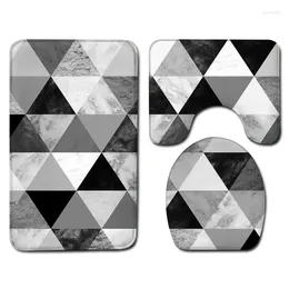 Bath Mats Customized Geometric Printed U-shaped Toilet Mat Super Absorbent And Anti Slip Bathroom Ultra-fine Fiber Flannel