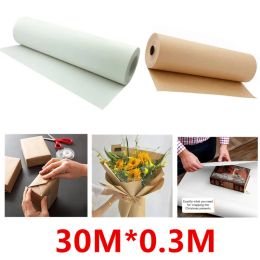 Lifestyle Natural White Kraft Paper Roll for Wedding Birthday Party Handmade Gift Wrapping Parcel Packing Art Craft Poster Decor 0.3m*30m