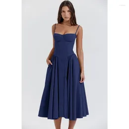 Casual Dresses Summer Sexy Corset Party Dress Women Court Vintage Elegant Strap Sleeveless High Waist Cocktail For Vestido