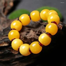 Charm Bracelets Old Beeswax Ladies Bucket Beads Red Amber Men's Gift Men Yellow Bangle