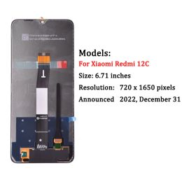 6.71 inches Original For Xiaomi Redmi 12C LCD Display With Touch Screen Digitizer Replacement Phone Parts Assembly