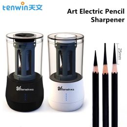 Sharpeners Tenwin Art Professional Electric Pencil Sharpener USB Charge Student Automatic Pencil Sharpener Stationery School Supplies