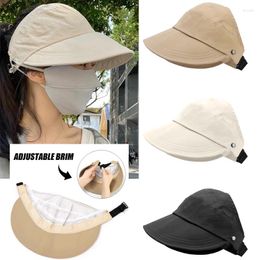 Berets Quick-drying Fisherman Hat Sports Black White Khaki Summer Wide Brim Women Adjustable Portable Outdoor Beach Bucket Hats