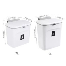 Kitchen Trash Can Wall Mounted Hanging Trash Bin Cabinet Door Bathroom Trash Can With Lid Garbage Bin Counter Bins Dustbin