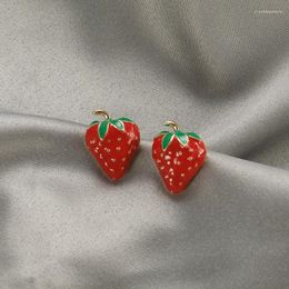 Stud Earrings Wholesale Fashion Women's Cute Small Strawberry Fruit Ear Studs Sweet Girl Korean Trendy Jewellery Party Accessories Gift