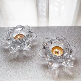 Candle Holders Crystal Lotus Flower Tea Light Holder Petals Votive Stand Lamp For Table Centrepiece