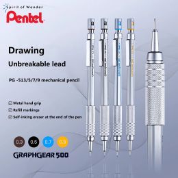 Pencils Mechanical Pencil Pentel Drawing Sketching PG515 Metal Pencil Grip Low Center of Gravity 0.5 Students Art School Stationery