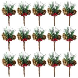 Decorative Flowers JFBL 30 Pcs Artificial Pine Cone Picks And Red Berry Mini Tree For Christmas Party Flower Wreaths Decoration