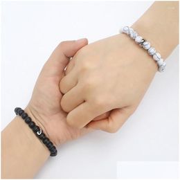 Charm Bracelets 2Piece Couples Wristband For Boyfriend Girlfriend Gift Couple Matching Bracelet Drop Delivery Jewelry Dhlmq