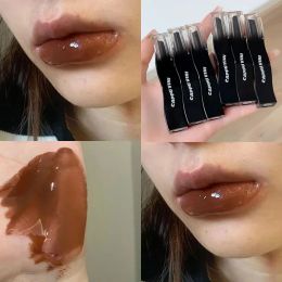 New Jelly Mirror Black Tube Lipstick Long Lasting Non-stick Cup Moisturise Water Light Lip Gloss Korean Lips Makeup Cosmetic 1pc