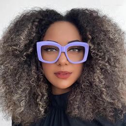 Sunglasses 2024 Square Large Frame Cat-eye Light Weight PC Anti-blue Mirror Fashion INS Personality Trend Glasses Women