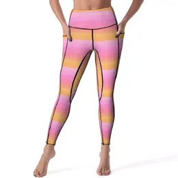 Women's Leggings Tropical Sunset Yoga Pants Sexy Pink And Orange Graphic Push Up Work Out Leggins Female Cute Stretch Sports Tights