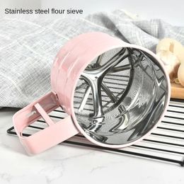 2024 Stainless Steel Mesh Sieve Cup Handheld Flour Shaker Icing Sugar Bake Tool Cake Utensils Cocoa Powder Sieve Strainer Baking Tool
